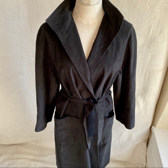 Vintage 70s Ultrasuede Wrap Belted Trench Coat - Picture 5 of 8